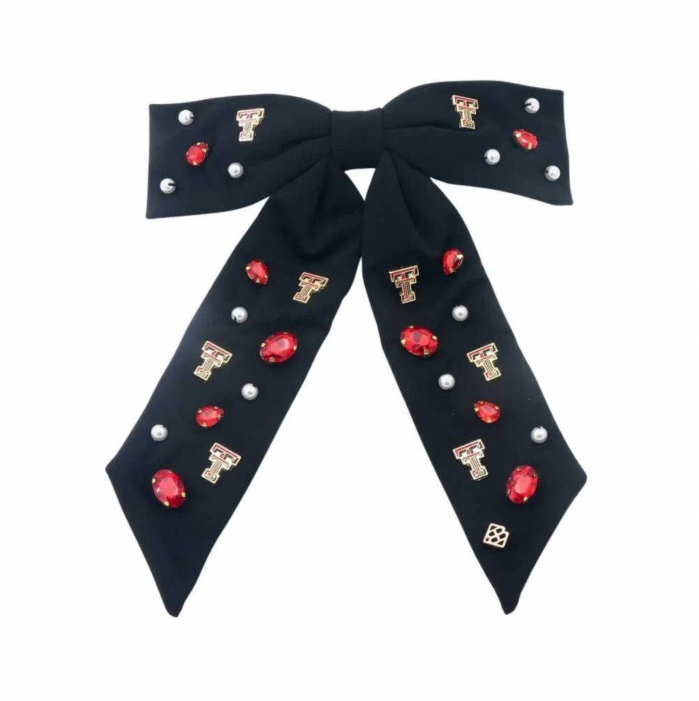 NEW BRIANNA CANNON texas tech bow barrette in black